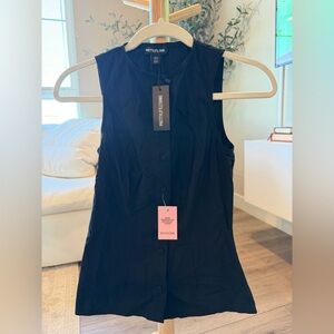 PrettyLittleThing Black Button-Up Blouse
